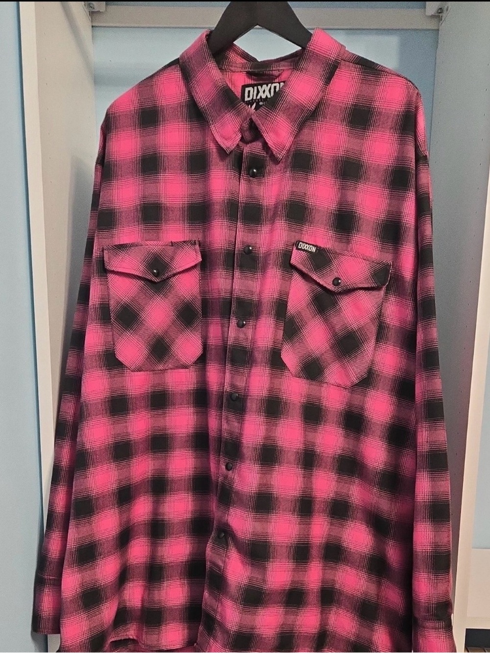 Dixxon Flannel Shirt Mens 4XL Pink Black Plaid The Warrioress Cancer Survivor